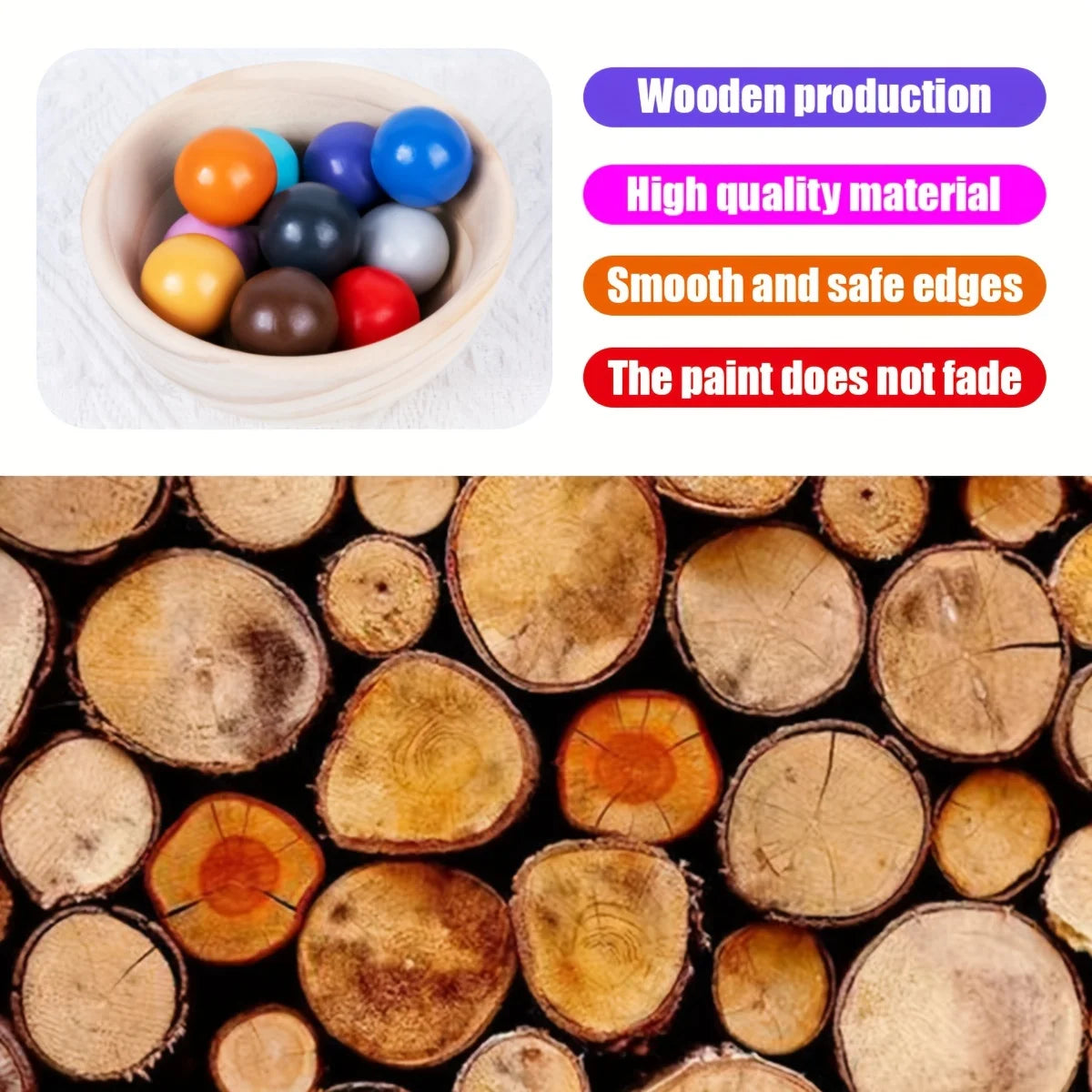 Wooden Rainbow Color Sorting Toy