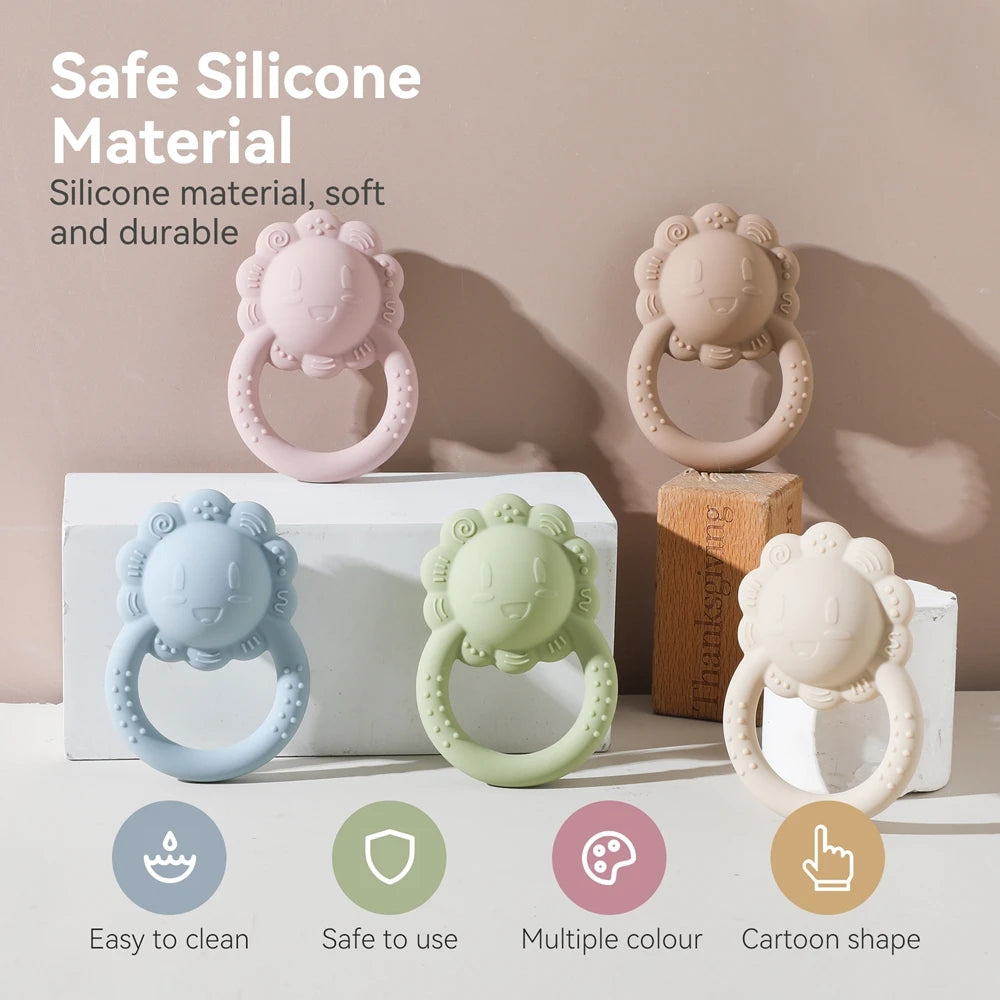 Silicone Lion Teether Rattle