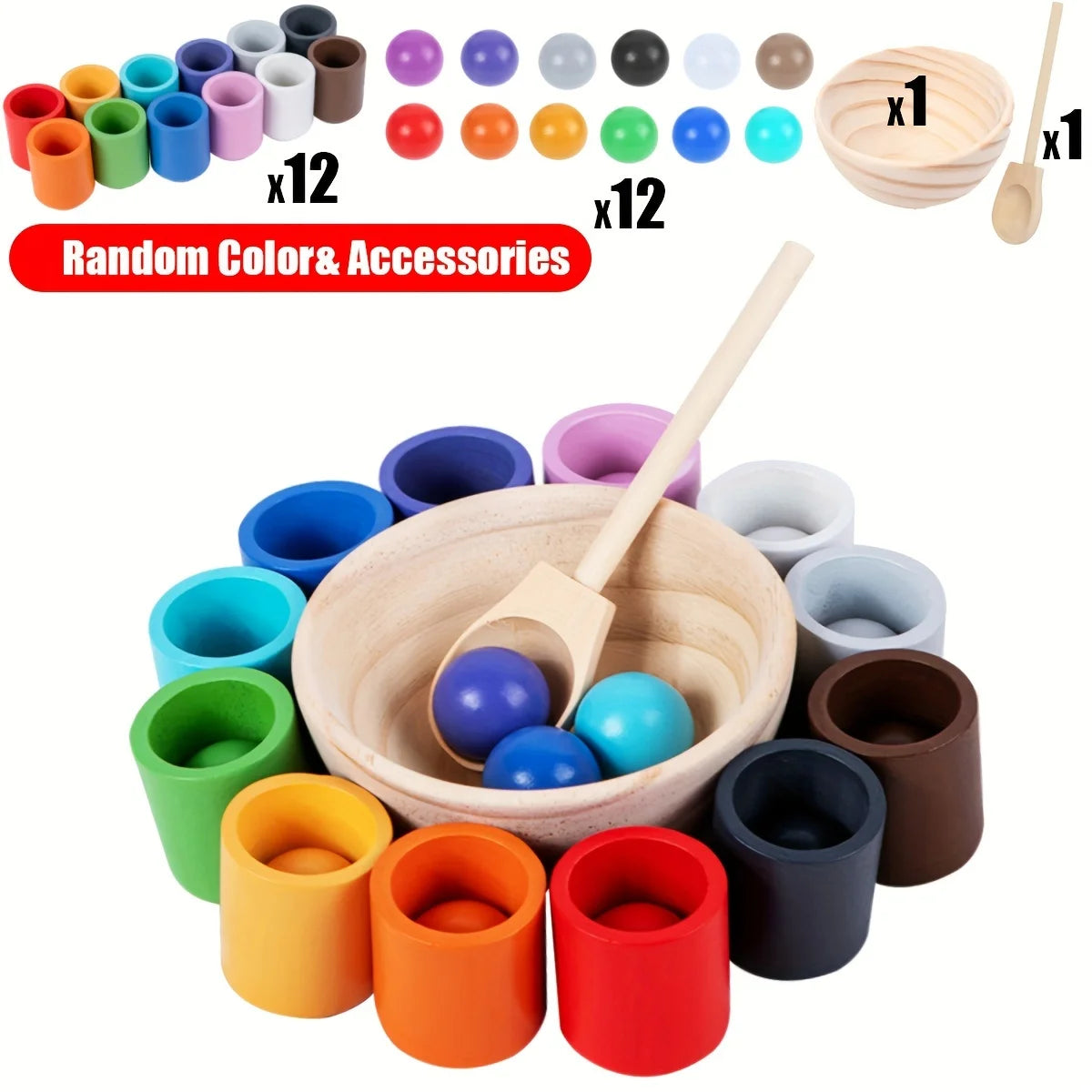 Wooden Rainbow Color Sorting Toy