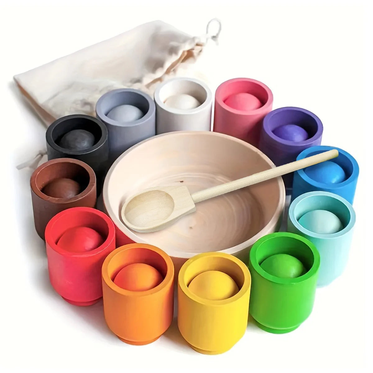 Wooden Rainbow Color Sorting Toy